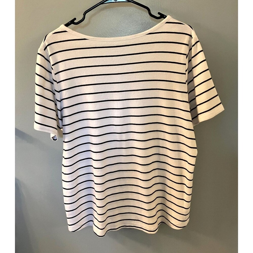 Croft & Barrow Classic Tee Black/White Stripes Size 1X - Picture 6 of 6